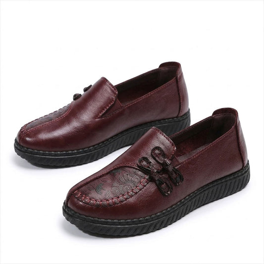 Women's Embossed Leather Look Black Loafers Corvine