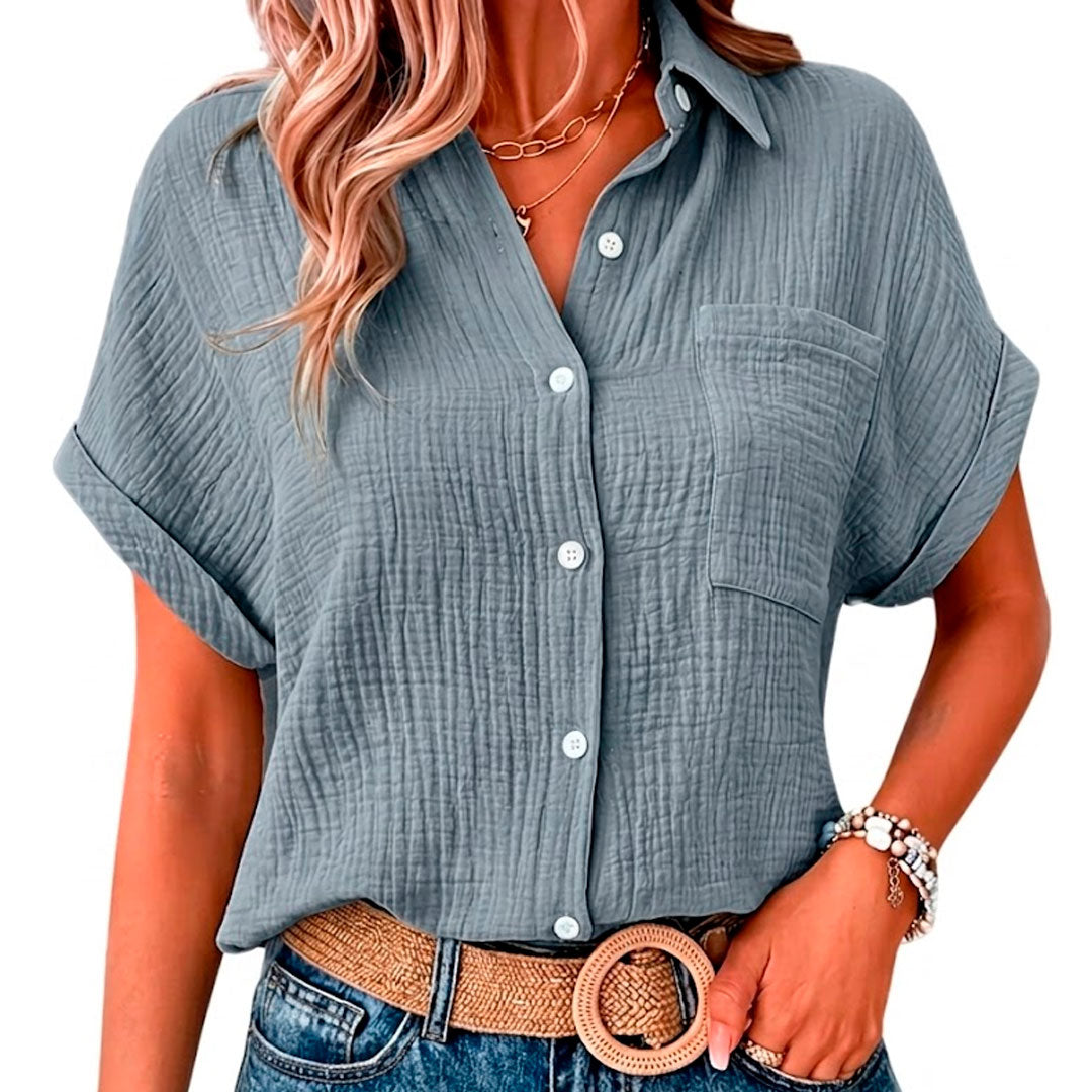 Women's Soft Cotton Muslin Long Sleeve Blouse Corvine