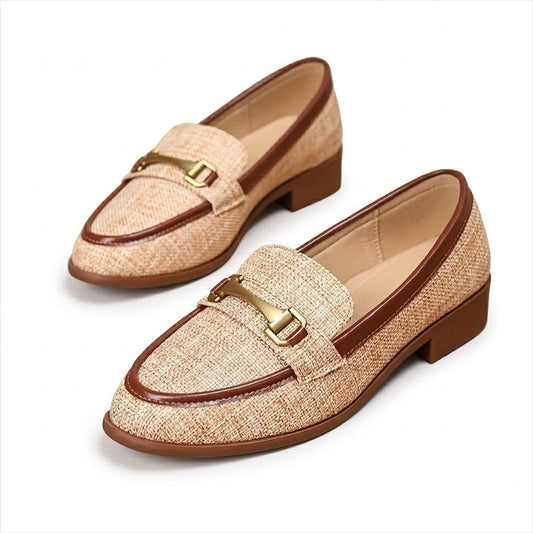 Women's Woven Upper Heeled Loafers Corvine